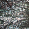 'Dawson Winter' Hand colored Lino Print 18 x 18"